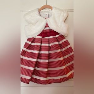 Red & White Striped Jona Michelle Dress Size 2T